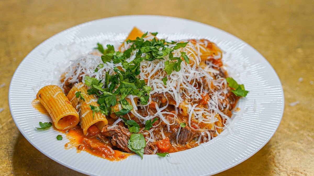 Rigatoni with long-braised beef sirloin