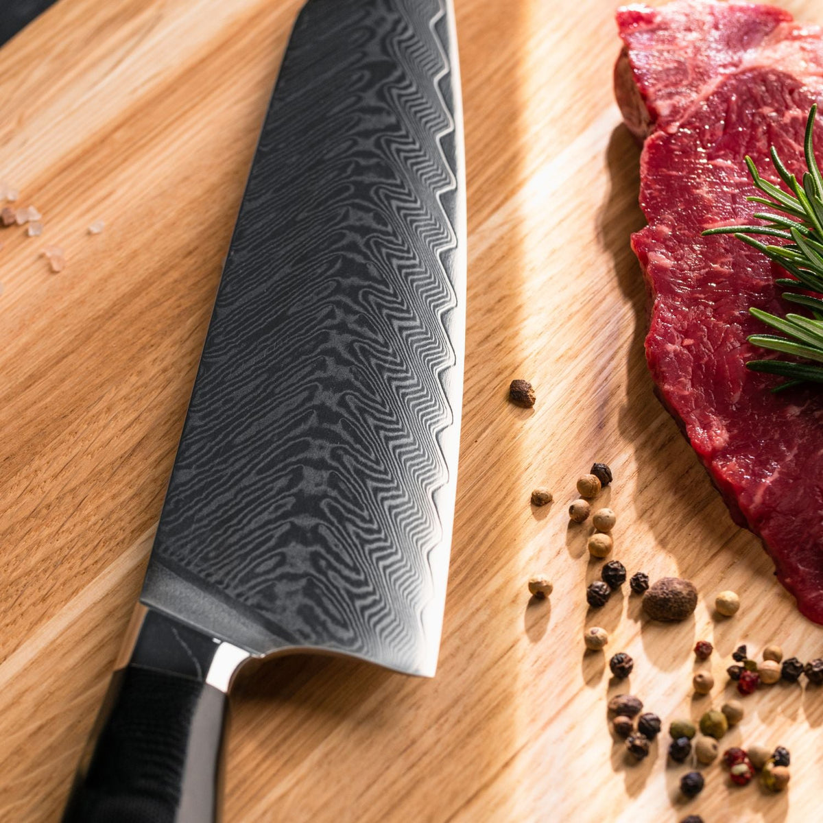 Damaskus kokkekniv fra Qookware