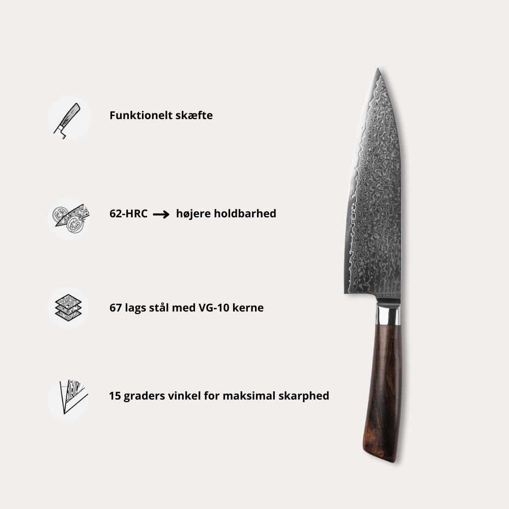Gyuto Kokkekniv Rose fra Qookware