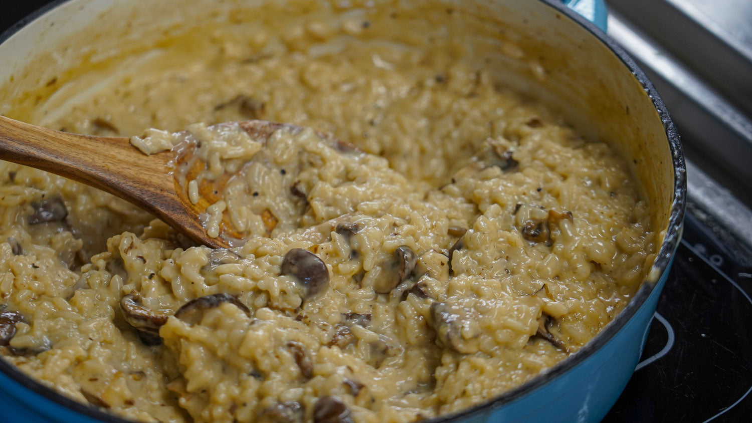 Creamy risotto with mushrooms and parmesan