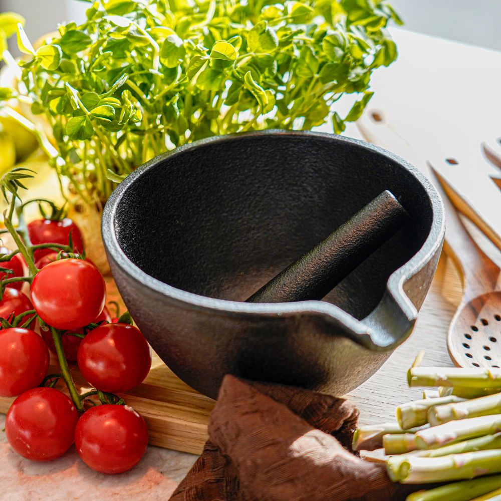 Mortar Pestle Morter I Støbejern fra Qookware