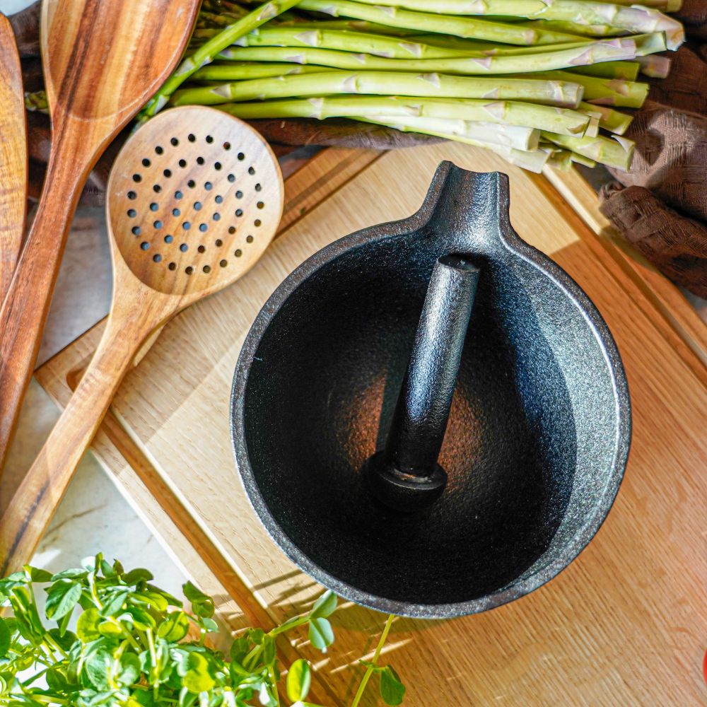 Mortar Pestle Morter I Støbejern fra Qookware