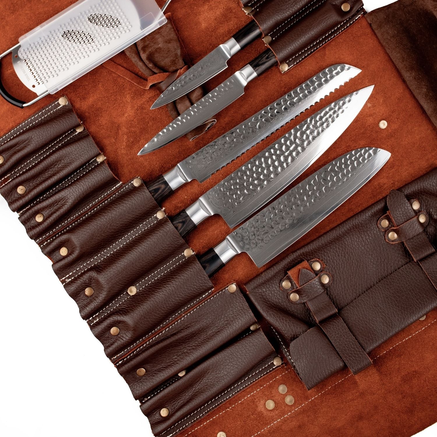 Knivtaske I Ægte Brunt Læder fra Qookware